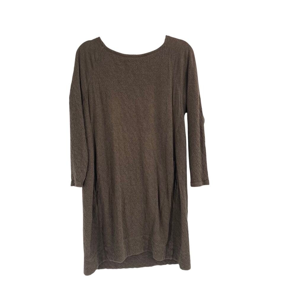 J.Jill Pure Jill Brown Crinkle Cotton Pocket Tunic Shirt Dress Medium Petite